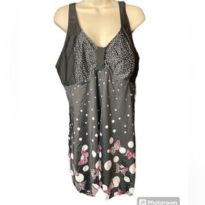 NWT Rose Gal 2 Piece Butterfly Tankini and Swim Bottoms- Black, White and Pink